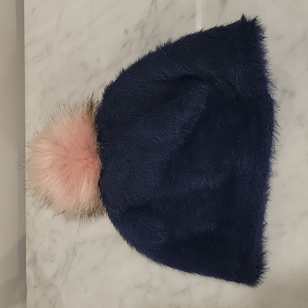 Anthropologie Pommed Beanie Winter Pompom Hat Blue Pink